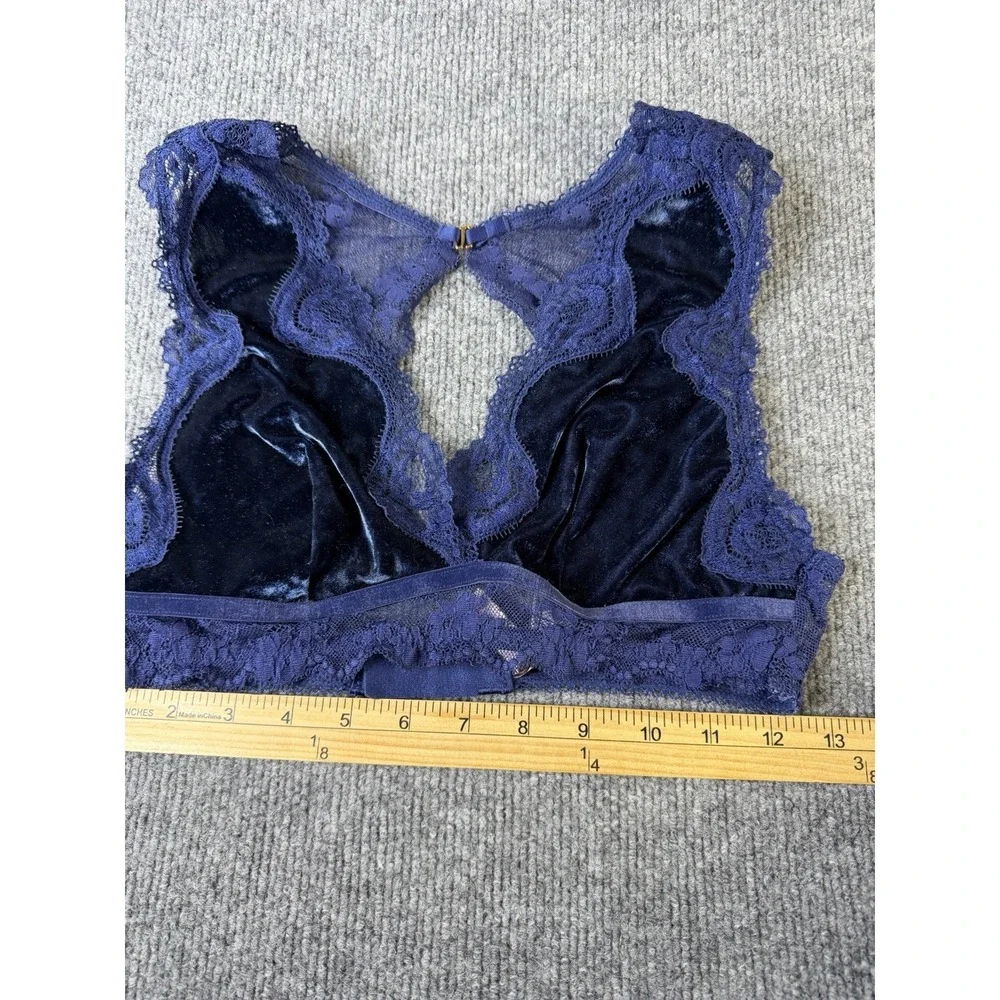 Victoria's Secret‎ Dream Angels Navy Blue Lace Velvet Bralette Wireless Bra M